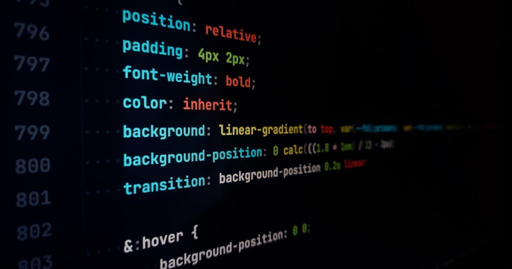 CSS code op een computerscherm