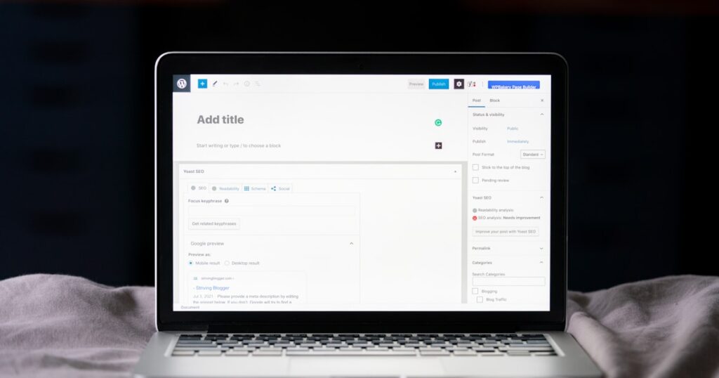 WordPress CMS op een laptop